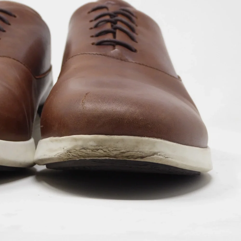 Wolf & Shepherd Mens Crossover Longwing Derby Shoes Brown Leather Lace Up Size 9